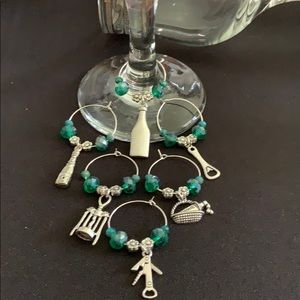Handmade Wine Glass Charms. Set of 6 Identifiers